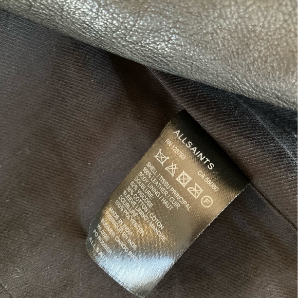 ALL SAINTS BLACK LEATHER BIKER / MOTO JACKET - Picture 4 of 5